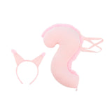Maxbell Squirrel Ears and Tail Set Cosplay Hair Hoop for Performance Party Role Play Pink