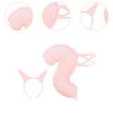 Maxbell Squirrel Ears and Tail Set Cosplay Hair Hoop for Performance Party Role Play Pink