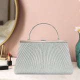 Maxbell Evening Clutch Handbag Elegant Evening Bag for Dinner Holidays Birthday Gift Silver