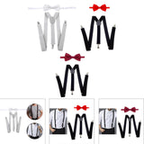 Maxbell Men Suspenders with Bow Tie Y Back Braces for Trousers Formal Wear Halloween Light Gray