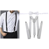 Maxbell Men Suspenders with Bow Tie Y Back Braces for Trousers Formal Wear Halloween Light Gray