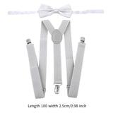 Maxbell Men Suspenders with Bow Tie Y Back Braces for Trousers Formal Wear Halloween Light Gray