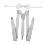 Maxbell Men Suspenders with Bow Tie Y Back Braces for Trousers Formal Wear Halloween Light Gray