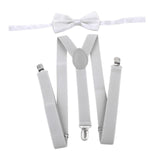 Maxbell Men Suspenders with Bow Tie Y Back Braces for Trousers Formal Wear Halloween Light Gray