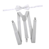 Maxbell Men Suspenders with Bow Tie Y Back Braces for Trousers Formal Wear Halloween Light Gray