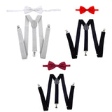 Maxbell Men Suspenders with Bow Tie Y Back Braces for Trousers Formal Wear Halloween Light Gray