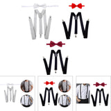 Maxbell Men Suspenders with Bow Tie Y Back Braces for Trousers Formal Wear Halloween Light Gray