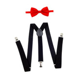Maxbell Men Suspenders with Bow Tie Y Back Braces for Trousers Formal Wear Halloween Black Red