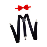 Maxbell Men Suspenders with Bow Tie Y Back Braces for Trousers Formal Wear Halloween Black Red