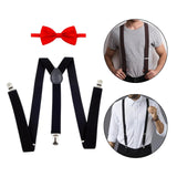 Maxbell Men Suspenders with Bow Tie Y Back Braces for Trousers Formal Wear Halloween Black Red