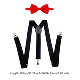 Maxbell Men Suspenders with Bow Tie Y Back Braces for Trousers Formal Wear Halloween Black Red