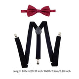 Maxbell Men Suspenders with Bow Tie Y Back Braces for Trousers Formal Wear Halloween Black Dark Red