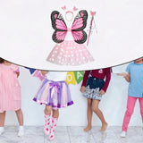 Maxbell Girls Fairy Costume Set Butterfly Wing Costume Cosplay for Halloween Holiday Dot Skirt