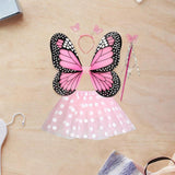 Maxbell Girls Fairy Costume Set Butterfly Wing Costume Cosplay for Halloween Holiday Dot Skirt