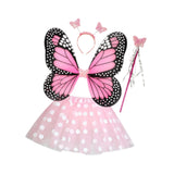 Maxbell Girls Fairy Costume Set Butterfly Wing Costume Cosplay for Halloween Holiday Dot Skirt
