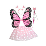 Maxbell Girls Fairy Costume Set Butterfly Wing Costume Cosplay for Halloween Holiday Dot Skirt