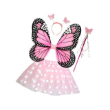 Maxbell Girls Fairy Costume Set Butterfly Wing Costume Cosplay for Halloween Holiday Dot Skirt