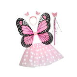Maxbell Girls Fairy Costume Set Butterfly Wing Costume Cosplay for Halloween Holiday Dot Skirt