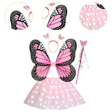 Maxbell Girls Fairy Costume Set Butterfly Wing Costume Cosplay for Halloween Holiday Dot Skirt