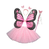 Maxbell Girls Fairy Costume Set Butterfly Wing Costume Cosplay for Halloween Holiday Sequined Skirt