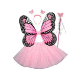 Maxbell Girls Fairy Costume Set Butterfly Wing Costume Cosplay for Halloween Holiday Sequined Skirt