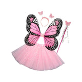 Maxbell Girls Fairy Costume Set Butterfly Wing Costume Cosplay for Halloween Holiday Sequined Skirt
