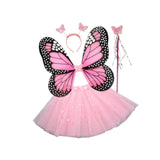 Maxbell Girls Fairy Costume Set Butterfly Wing Costume Cosplay for Halloween Holiday Sequined Skirt
