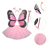 Maxbell Girls Fairy Costume Set Butterfly Wing Costume Cosplay for Halloween Holiday Sequined Skirt