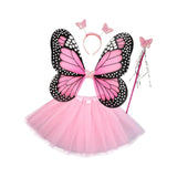 Maxbell Girls Fairy Costume Set Butterfly Wing Costume Cosplay for Halloween Holiday Solid Skirt
