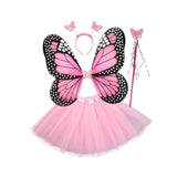 Maxbell Girls Fairy Costume Set Butterfly Wing Costume Cosplay for Halloween Holiday Solid Skirt