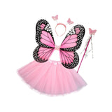 Maxbell Girls Fairy Costume Set Butterfly Wing Costume Cosplay for Halloween Holiday Solid Skirt