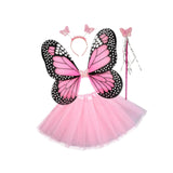 Maxbell Girls Fairy Costume Set Butterfly Wing Costume Cosplay for Halloween Holiday Solid Skirt