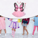 Maxbell Girls Fairy Costume Set Butterfly Wing Costume Cosplay for Halloween Holiday Solid Skirt
