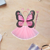Maxbell Girls Fairy Costume Set Butterfly Wing Costume Cosplay for Halloween Holiday Solid Skirt