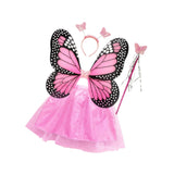 Maxbell Girls Fairy Costume Set Butterfly Wing Costume Cosplay for Halloween Holiday Snowflake Skirt