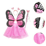 Maxbell Girls Fairy Costume Set Butterfly Wing Costume Cosplay for Halloween Holiday Snowflake Skirt