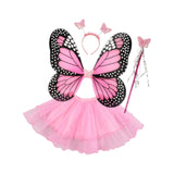 Maxbell Girls Fairy Costume Set Butterfly Wing Costume Cosplay for Halloween Holiday Ruffle Edge Skirt