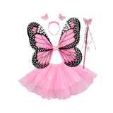Maxbell Girls Fairy Costume Set Butterfly Wing Costume Cosplay for Halloween Holiday Ruffle Edge Skirt