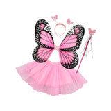 Maxbell Girls Fairy Costume Set Butterfly Wing Costume Cosplay for Halloween Holiday Ruffle Edge Skirt