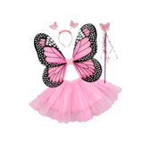 Maxbell Girls Fairy Costume Set Butterfly Wing Costume Cosplay for Halloween Holiday Ruffle Edge Skirt