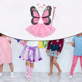 Maxbell Girls Fairy Costume Set Butterfly Wing Costume Cosplay for Halloween Holiday Ruffle Edge Skirt