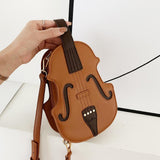 Maxbell Violin Shaped Crossbody Bag Shoulder Bag PU Leather Mini Pouch Messenger Bag White