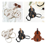 Maxbell Violin Shaped Crossbody Bag Shoulder Bag PU Leather Mini Pouch Messenger Bag White