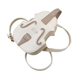 Maxbell Violin Shaped Crossbody Bag Shoulder Bag PU Leather Mini Pouch Messenger Bag White