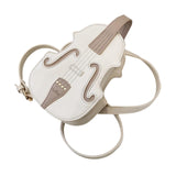 Maxbell Violin Shaped Crossbody Bag Shoulder Bag PU Leather Mini Pouch Messenger Bag White
