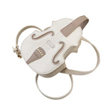 Maxbell Violin Shaped Crossbody Bag Shoulder Bag PU Leather Mini Pouch Messenger Bag White