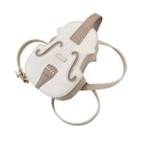 Maxbell Violin Shaped Crossbody Bag Shoulder Bag PU Leather Mini Pouch Messenger Bag White