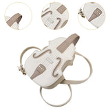 Maxbell Violin Shaped Crossbody Bag Shoulder Bag PU Leather Mini Pouch Messenger Bag White