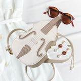 Maxbell Violin Shaped Crossbody Bag Shoulder Bag PU Leather Mini Pouch Messenger Bag White