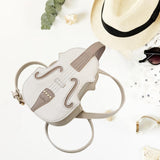Maxbell Violin Shaped Crossbody Bag Shoulder Bag PU Leather Mini Pouch Messenger Bag White